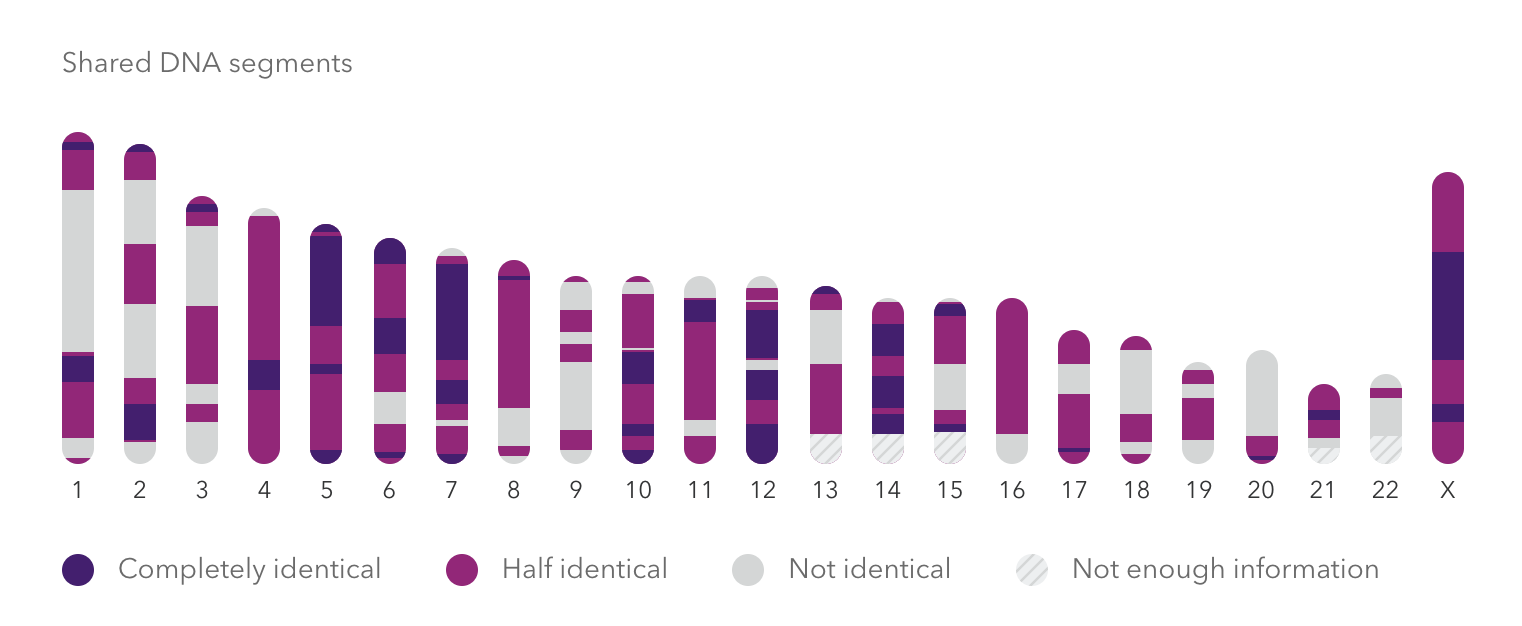 A sample genome comparison with a reported full sibling