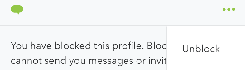 A zoom-in of the section in the message menu where one can unblock a connection